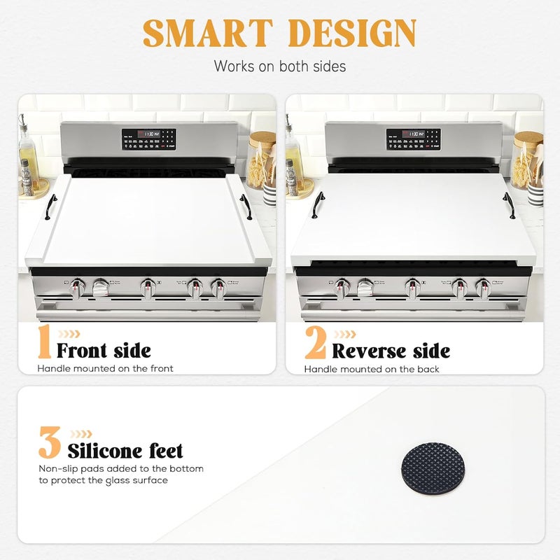Gashell Noodle Board Stove Cover with Handles, Multiple Stove Top Cover Board for Electric/Gas Stove Top(White) - Image 5